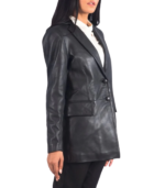 Marilyn Black Leather Blazer - Image 2
