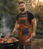 The Norfolk Leather Brown Canvas Butcher Apron - Image 2