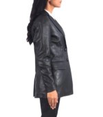 Marilyn Black Leather Blazer - Image 3
