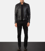 Adornica Black Leather Biker Jacket - Image 6