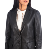 Marilyn Black Leather Blazer - Image 5