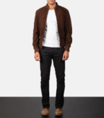 Shane Mocha Suede Bomber Jacket - Image 7