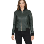 Ava Ma-1 Green Leather Bomber Jacket