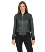 Ava Ma-1 Green Leather Bomber Jacket