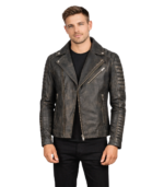 Armand Distressed Brown Leather Biker Jacket