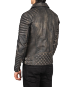 Armand Distressed Brown Leather Biker Jacket - Image 2
