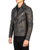 Armand Distressed Brown Leather Biker Jacket - Image 4