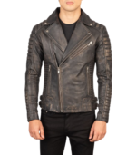 Armand Distressed Brown Leather Biker Jacket - Image 5