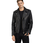 Allaric Alley Distressed Black Leather Biker Jacket
