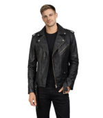 Allaric Alley Distressed Black Leather Biker Jacket