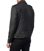 Allaric Alley Distressed Black Leather Biker Jacket - Image 2
