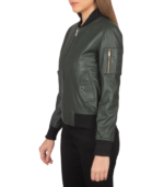 Ava Ma-1 Green Leather Bomber Jacket - Image 3