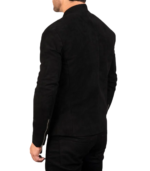 Charcoal Black Suede Biker Jacket - Image 2