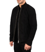 Charcoal Black Suede Biker Jacket - Image 4