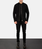 Charcoal Black Suede Biker Jacket - Image 5