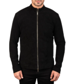 Charcoal Black Suede Biker Jacket - Image 6