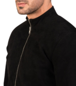 Charcoal Black Suede Biker Jacket - Image 7