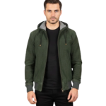 Nintenzo Green Hooded Suede Bomber Jacket