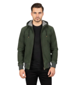 Nintenzo Green Hooded Suede Bomber Jacket