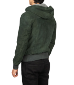 Nintenzo Green Hooded Suede Bomber Jacket - Image 2