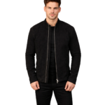 Charcoal Black Suede Biker Jacket