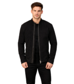 Charcoal Black Suede Biker Jacket