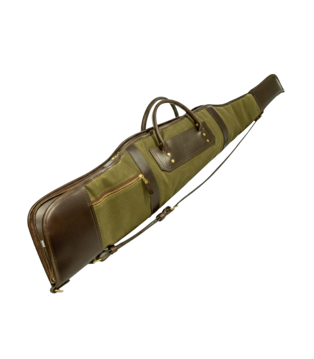 Classic Green Canvas & Leather Rifle Case – Padded Hunting Sleeve Classic Green Canvas & Leather Rifle Case – Padded Hunting Sleeve - Image 1