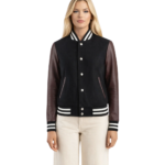 Savant Maroon & Black Hybrid Varsity Jacket