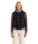 Savant Maroon & Black Hybrid Varsity Jacket