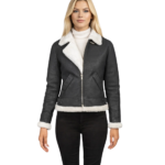 Sherilyn B-3 Black & White Leather Bomber Jacket