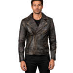 Allaric Alley Distressed Brown Leather Biker Jacket