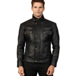 Darren Black Leather Biker Jacket