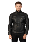 Darren Black Leather Biker Jacket