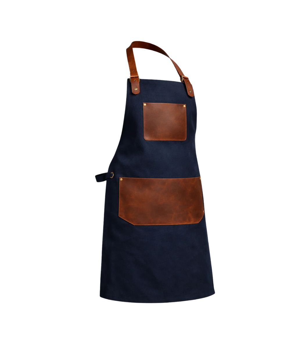 1 Leather Blue Canvas Apron - Image 1