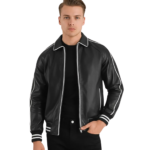 Cooper Black Leather Varsity Jacket
