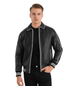 Cooper Black Leather Varsity Jacket