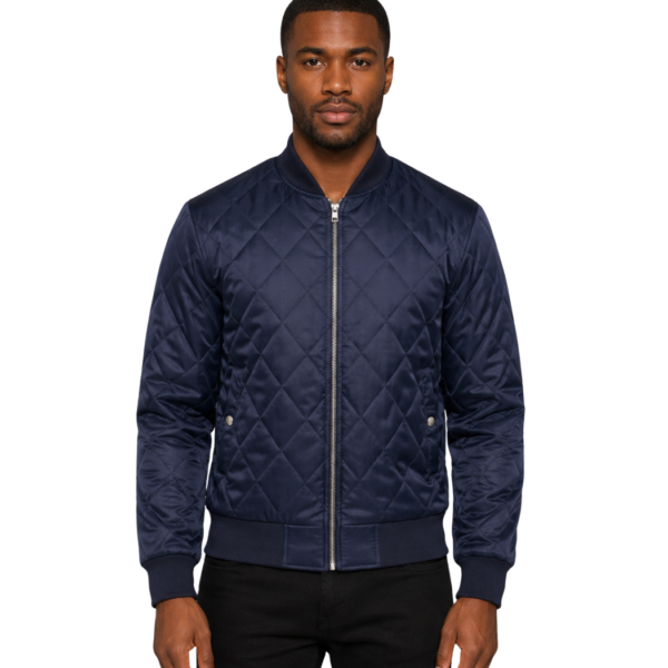 Men's Quilted Blue Varsity Jacket - Haldor