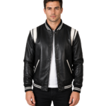 Dantee Black Leather Varsity Jacket