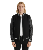 Harrison Black Hybrid Varsity Jacket