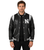 Liberte New York Black Leather Varsity Jacket