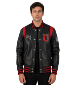Liberte USA Black Leather Varsity Jacket