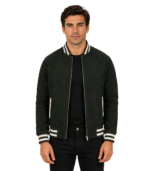 Pascal Black Leather Varsity Jacket