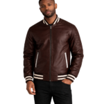 Pascal Maroon Leather Varsity Jacket