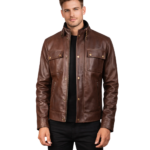 Darren Brown Leather Biker Jacket