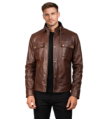 Darren Brown Leather Biker Jacket