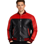 Terrance Black & Red Leather Varsity Jacket
