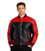 Terrance Black & Red Leather Varsity Jacket