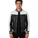 Terrance Black & White Leather Varsity Jacket