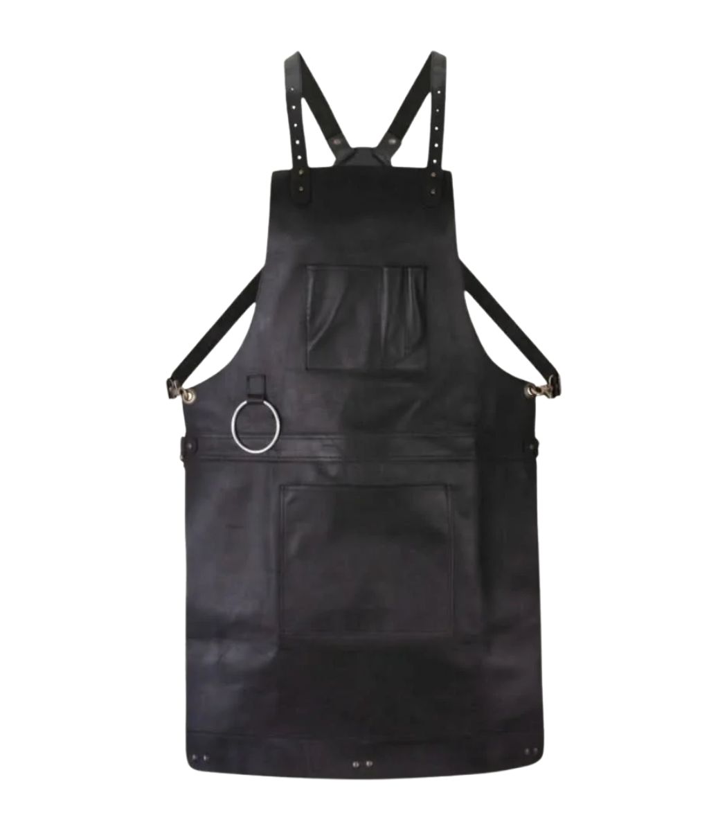 1 Black Full Grain Leather Apron - Rydal - Image 1