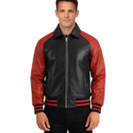 Walton Black & Red Leather Varsity Jacket